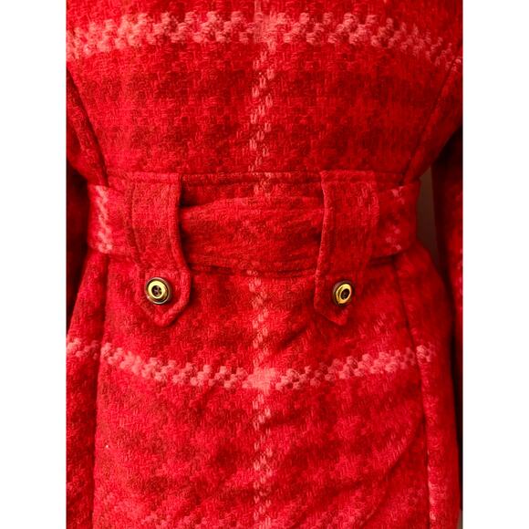 Cabi Evita Red Plaid Wrap Coat Belted Shawl Collar Women’s L #4295 - Picture 10 of 11